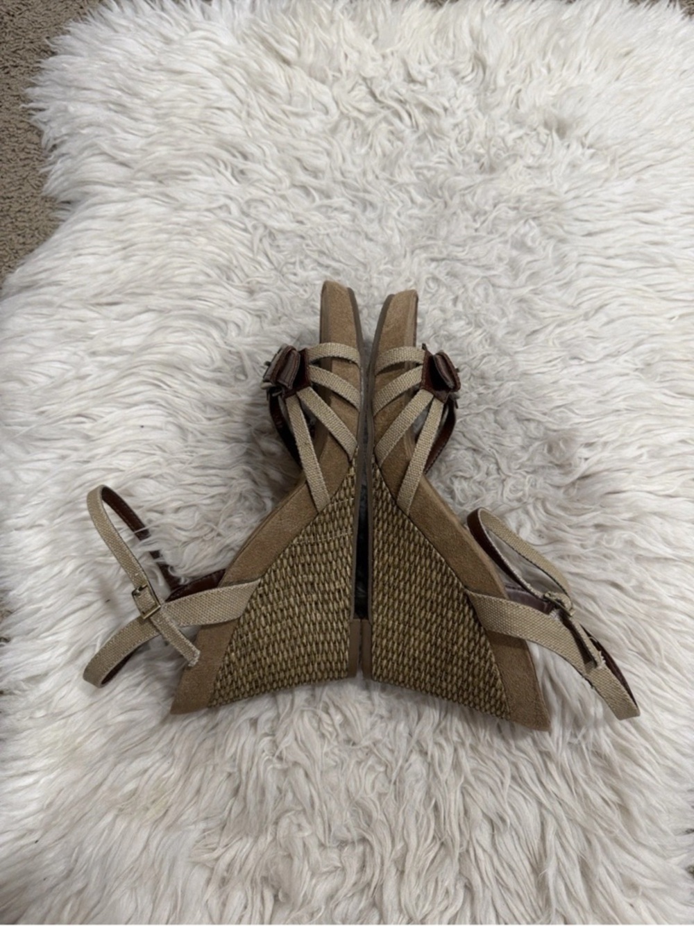 Aerosoles Strappy Cork High‎ Espadrille Wedge Sandal Adjustable  Sz 11 - Picture 3 of 7